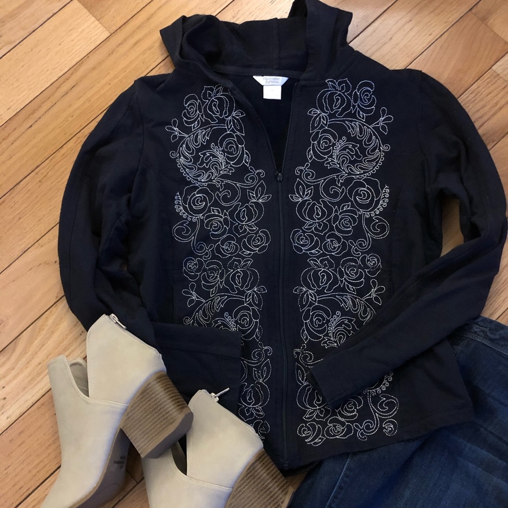 Christopher & Banks Navy Zip Up Hoodie Sweatshirt